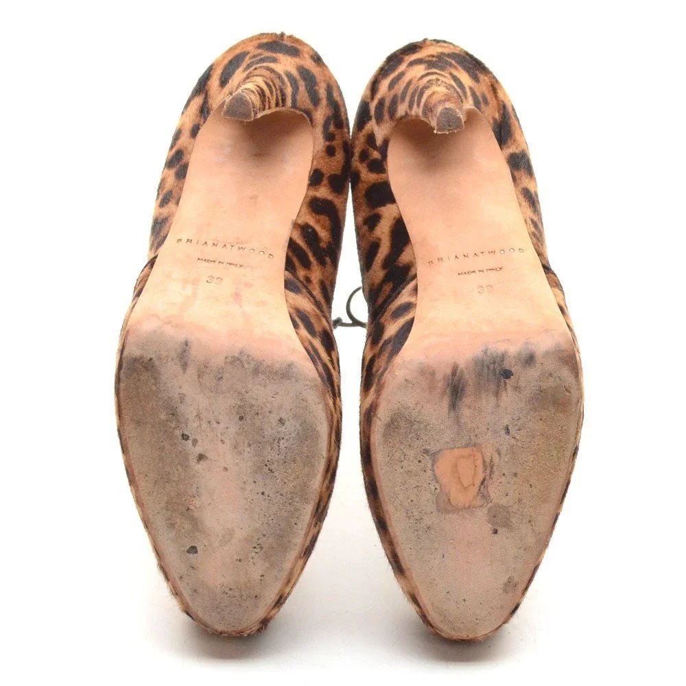 Brian Atwood Adara Brown Leopard Pony Hair Pumps 39